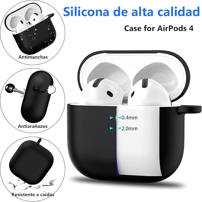 Funda para Apple AirPods 4 Case Carcasa Protección de Silicona Elástica