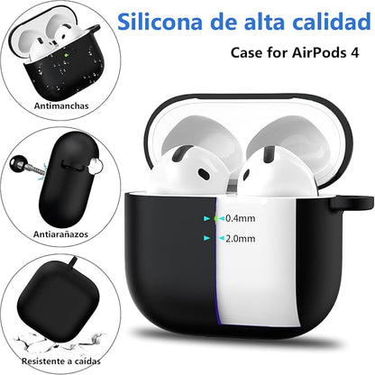 Funda para Apple AirPods 4 Case Carcasa Protección de Silicona Elástica
