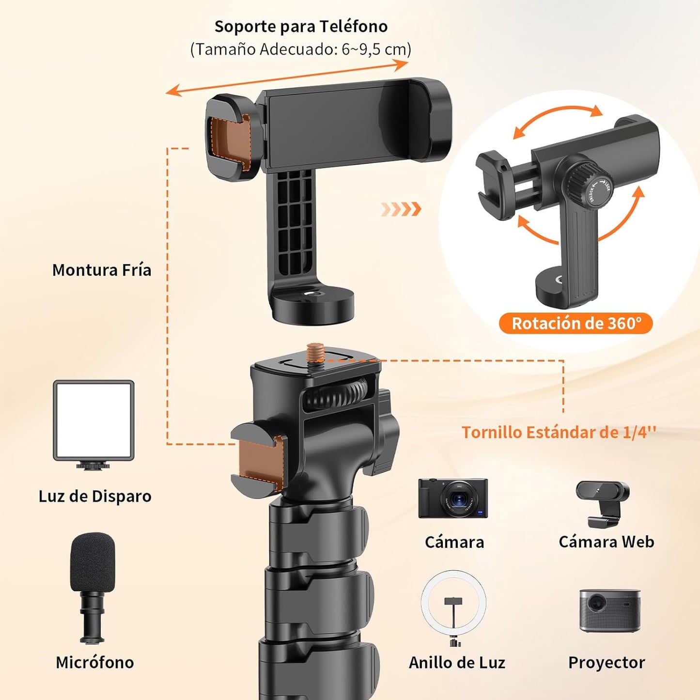 XXZU Trípode para Celular con Control Remoto Compatible con iPhone, Android